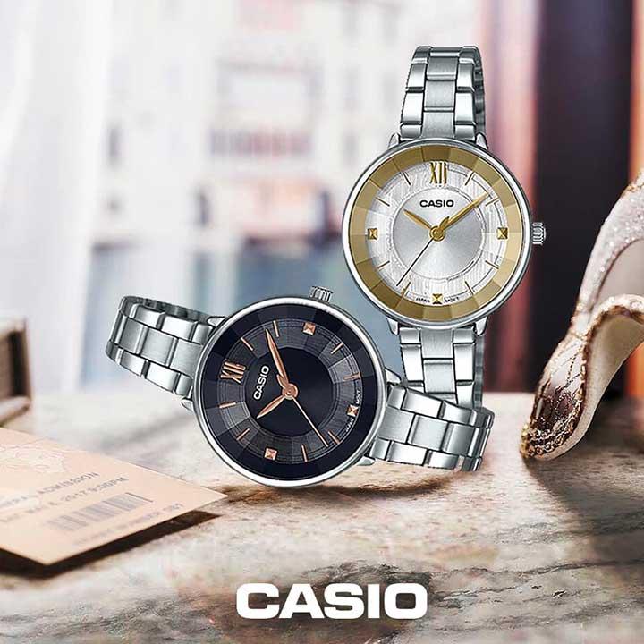 đồng hồ Casio nữ dây kim loại